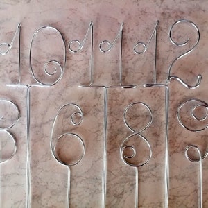 Wire Table Numbers, Gold Brass, Silver Aluminum, Metal Numbers Stems ...