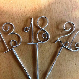 Wire Table Numbers, Gold Brass, Silver Aluminum, Metal Numbers Stems ...