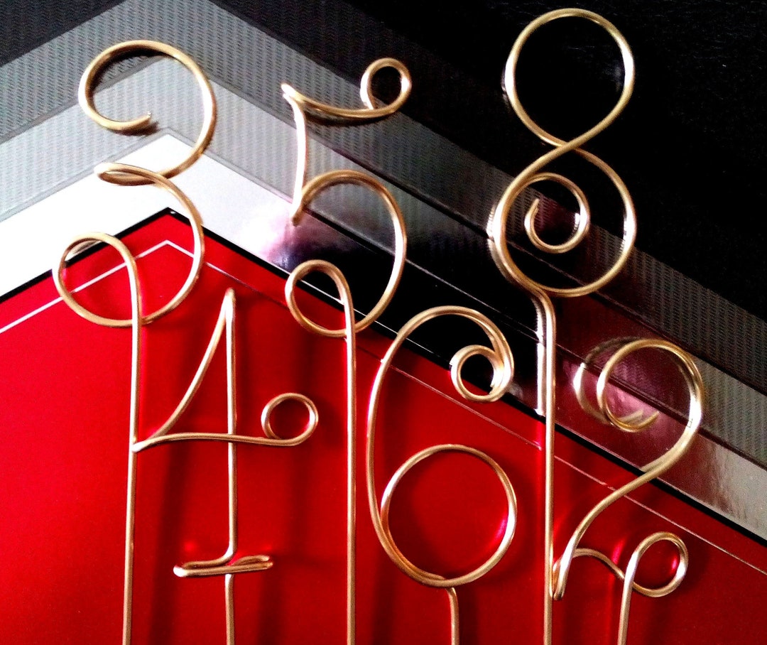 Wire Table Numbers, Gold Brass, Silver Aluminum, Metal Numbers Stems ...