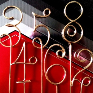 Wire Table Numbers, Gold Brass, Silver Aluminum, Metal Numbers Stems, No Base!