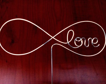 Wedding Cake Topper Wire Love - Infinity Gold Cake topper - Infinity Silver Cake Topper