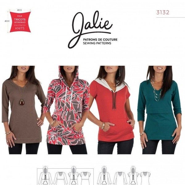 Jalie Paper Sewing Pattern: Tops with Nursing Option 3132 in Women's Sizes UK 4-26