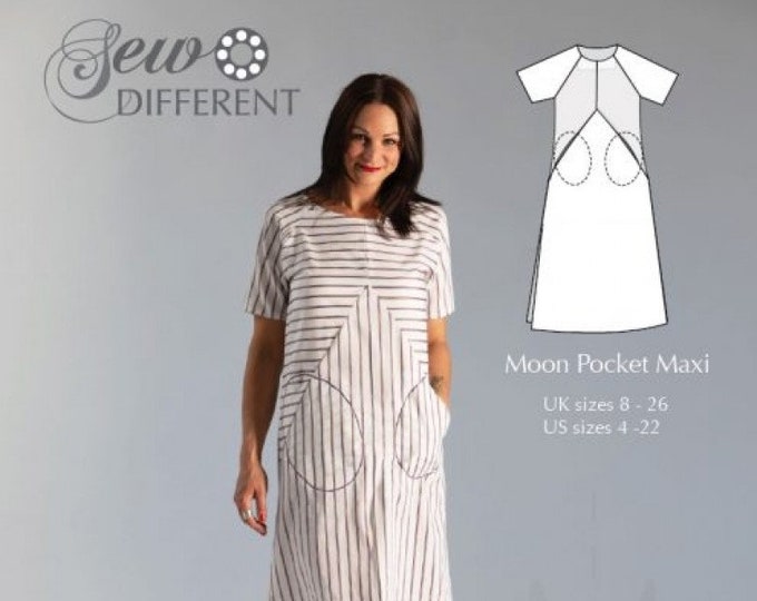 Sew Different Paper Sewing Pattern: Moon Pocket Maxi Dress UK Sizes 8 ...