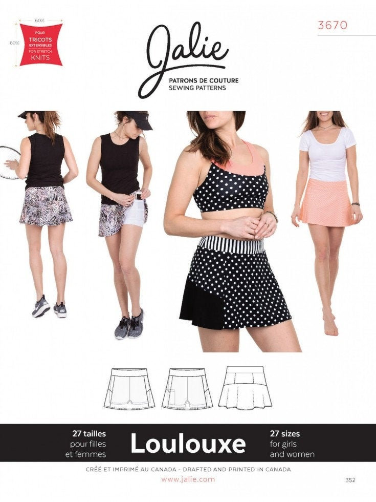 Jalie Paper Sewing Pattern: Loulouxe Skort 3670 - Children's Sizes 2-13 and Women's Sizes UK 8-26 Jalie Paper Sewing Pattern: Loulouxe Skort 3670 - Children's Sizes 2-13 and Women's Sizes UK 8-26
