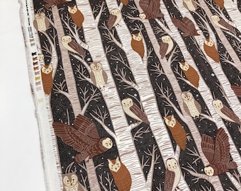 Tela de algodón acolchado 'Night Owl' de Moda Fabrics 'Silver Birch' en color medianoche