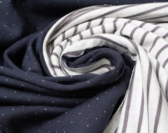Organic Cotton Double-Faced Jersey In Navy and Grey Stripe