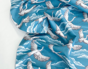Organic Quilting Cotton 'Flying Cranes' by Cloud 9