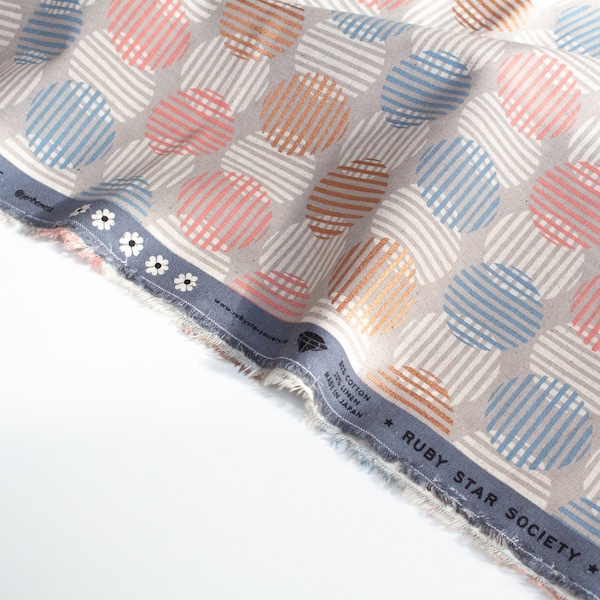 Jen Hewett for Ruby Star Society: Cotton & Linen Canvas 'Agate' in Dove from 'Unruly Nature' (Metallic)