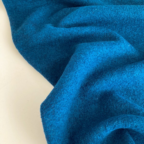 Boiled Wool Coating Fabric in Indigo Blue