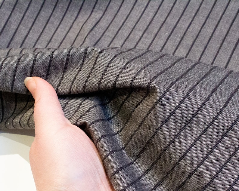 Handwoven Organic Cotton Crossweave Fabric in Dark Grey and - Etsy