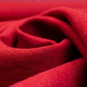 Washed Linen Fabric in Deep Red