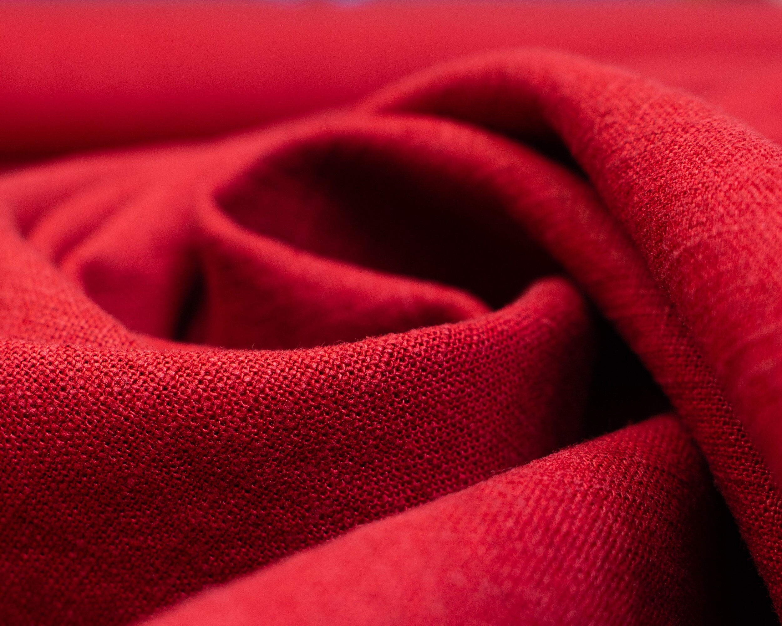 Washed Linen Fabric in Deep Red