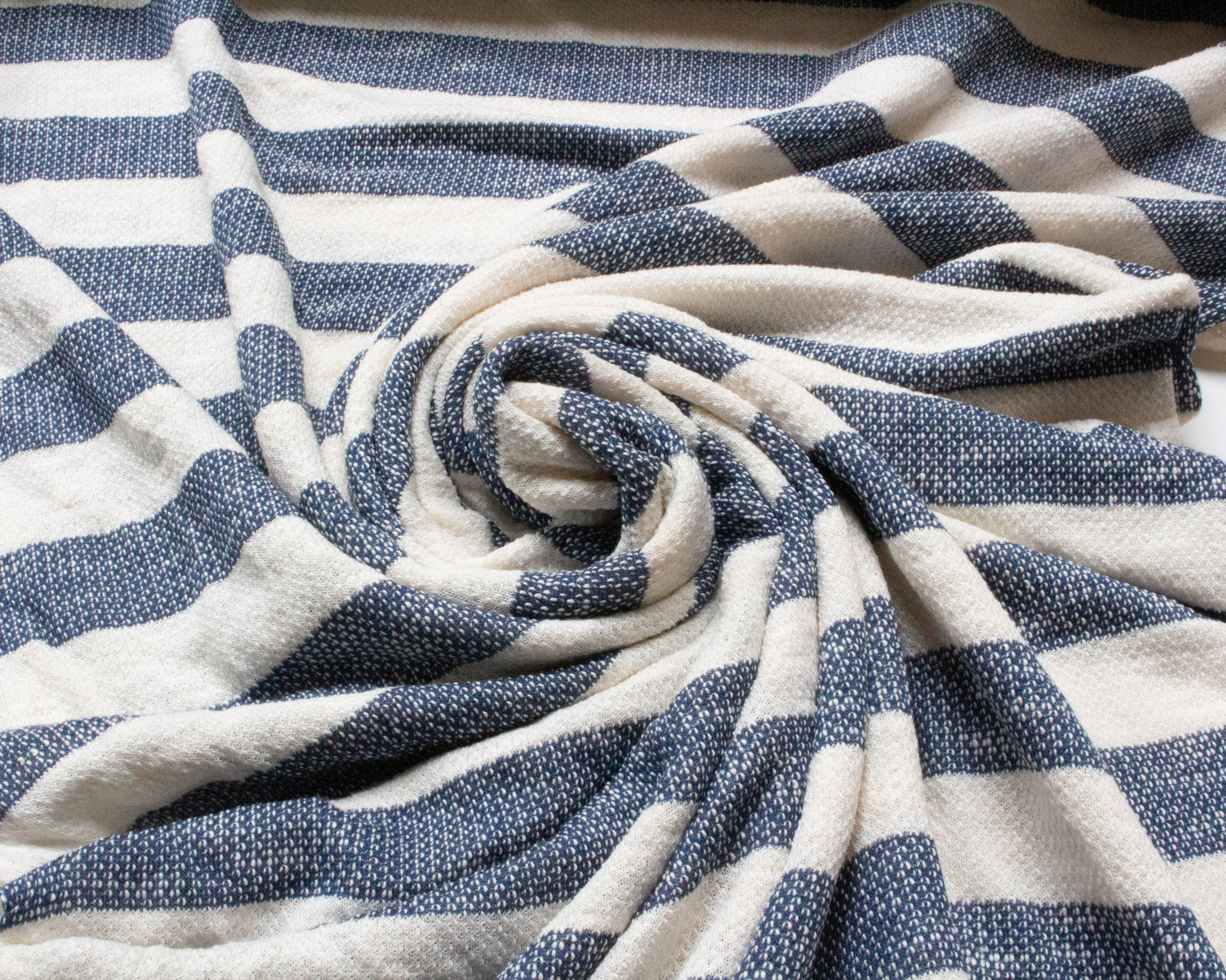 Pure Cotton Loopback Knit Fabric in Blue and Cream Beach Etsy UK