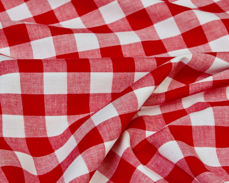 100 Cotton Red Gingham 2 cm Check Dressmaking or Craft Fabric Etsy