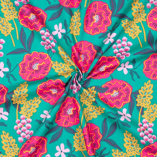 Nerida Hansen Cotton Poplin Fabric 'Fresh Flowers'