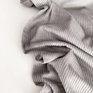 Jumbo Washed Cotton Corduroy Fabric in Grey, 4.5 Wale