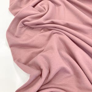 Organic Fleece-Backed Cotton Jersey Sweatshirt Fabric in Old Rose Pink
