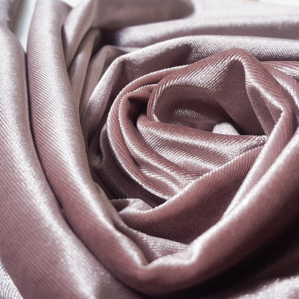 Stretch Velours Dressmaking Fabric in Dusky Pink