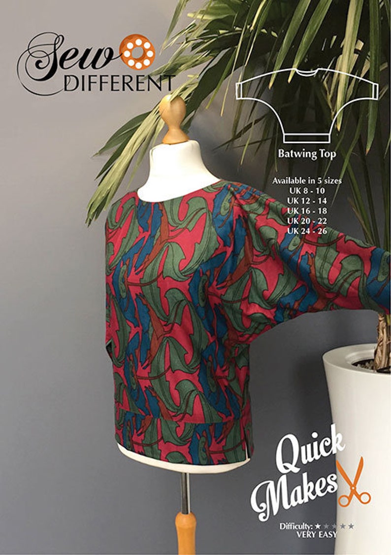 Sew Different Paper Sewing Pattern Batwing Top UK Sizes 8 Etsy