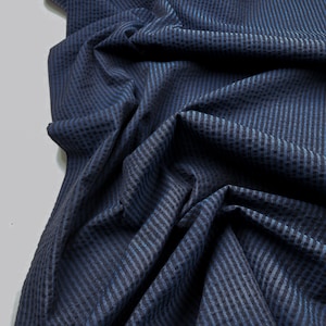 Italian Designer Deadstock: Cotton Seersucker Fabric with Blue Stripe
