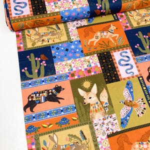 Quilting Cotton 'Desert Moon’ Animal Collage - Dashwood Studio