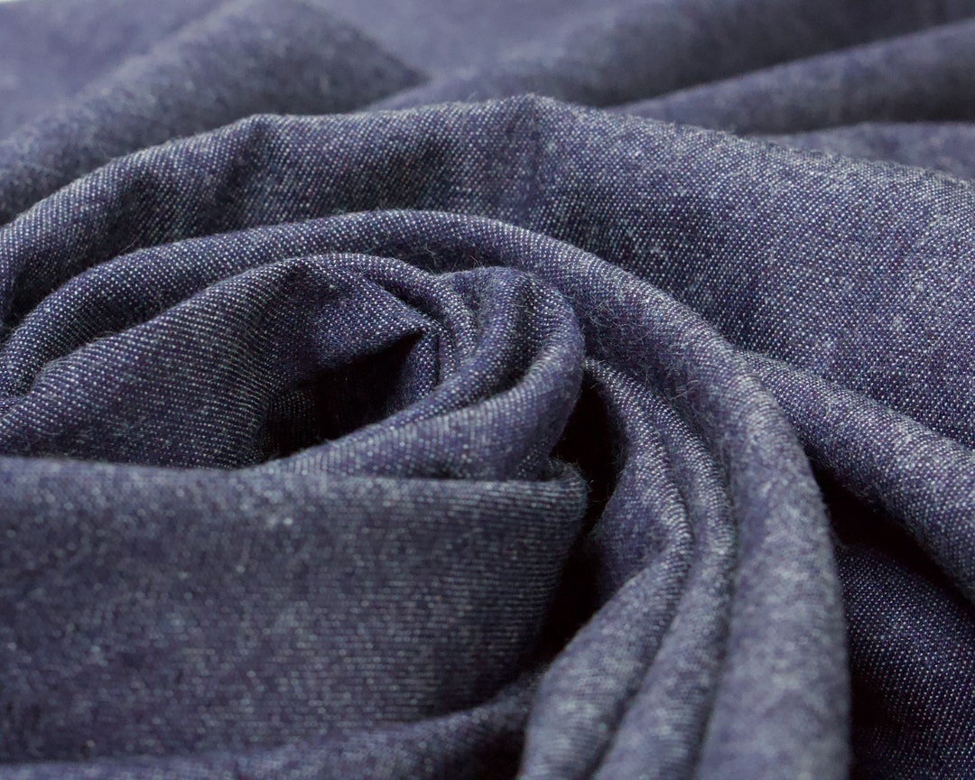 Dark Blue Lightweight Cotton Denim Fabric - Etsy
