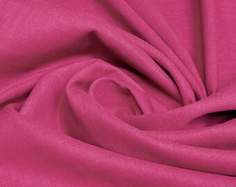 Verwaschenes Leinen Chambray Stoff in Hot Fuchsia Pink