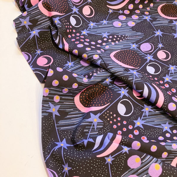 Cloud 9 Organic Cotton and Modal Rayon Blend Fabric 'Celestial Transit' from Nightfall by Pip + Lo