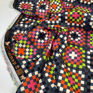 Rayon Fabric 'Granny Squares' in Black by Ruby Star Society