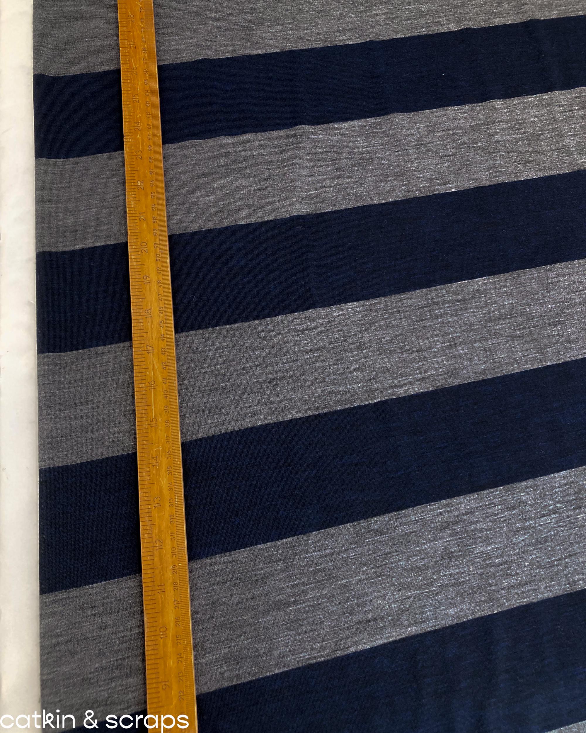 Fine Wool Knit in Grey and Navy Stripe - Designer Deadstock - Etsy