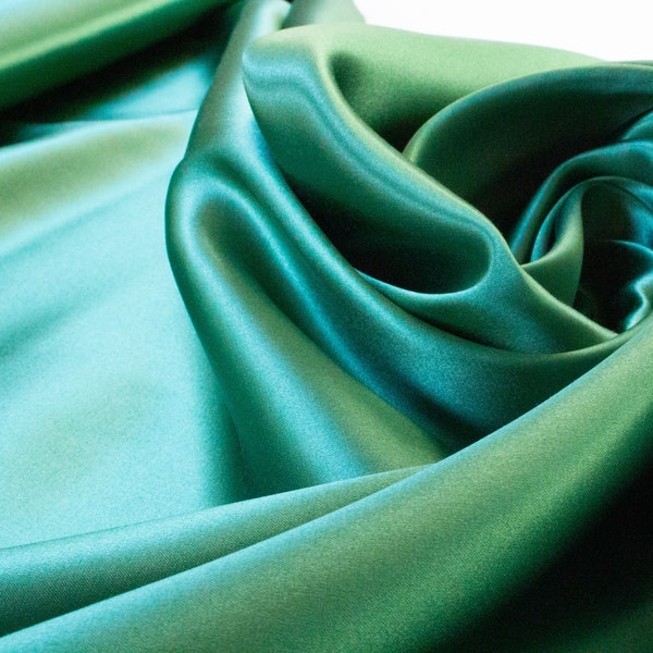 Silk and Viscose Satin in Emerald Green