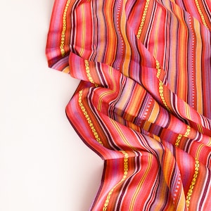 Aztec Jacquard Stripe Fabric in Bright Pink & Orange