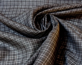 Designer Deadstock: Black and Grey Checked Linen Viscose Mix