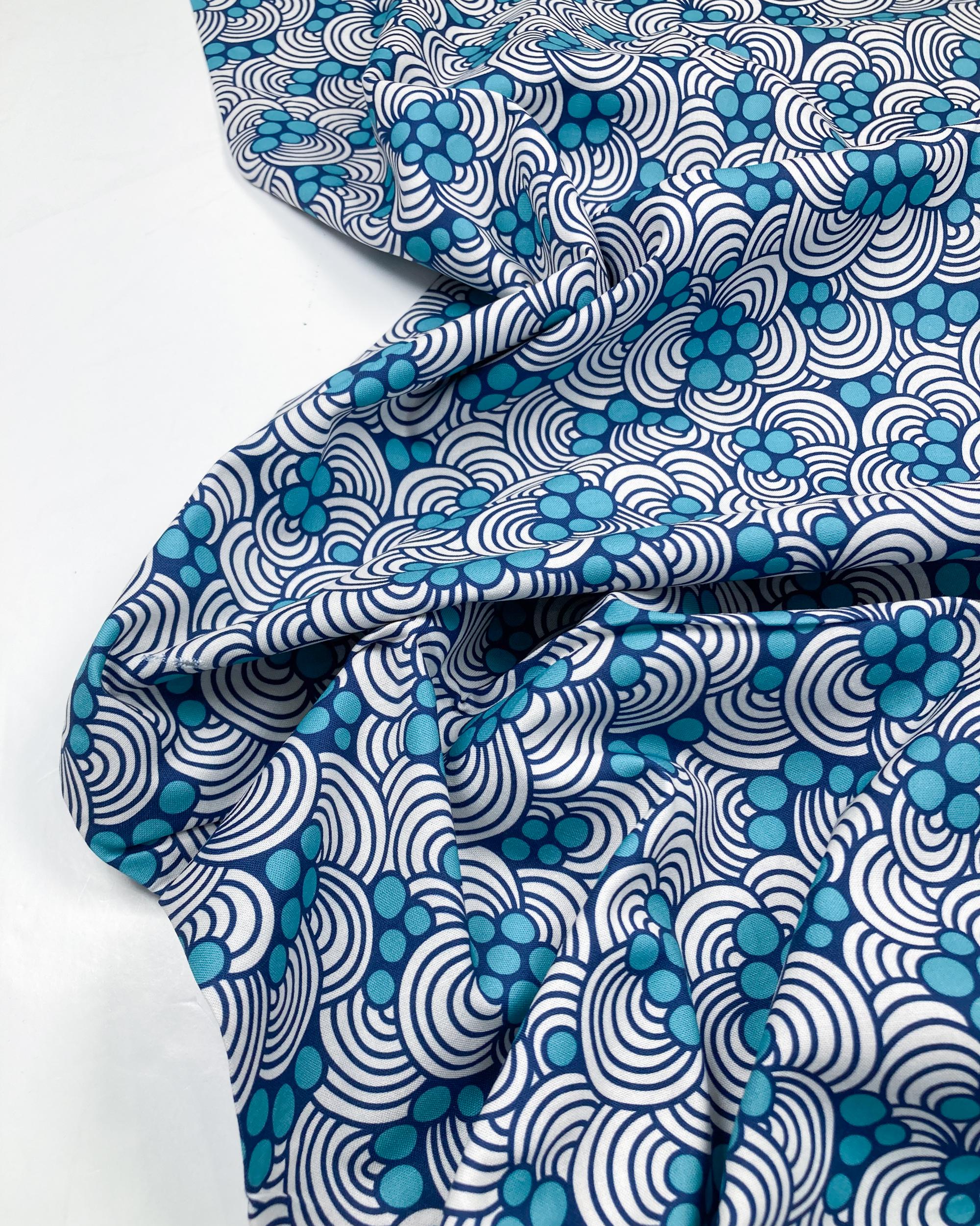 Cloud 9 Organic 'Ocean Motion' Quilting Cotton '2824 D'