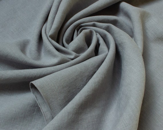 Buy Washed Linen Fabric in Mid Grey Online in India 