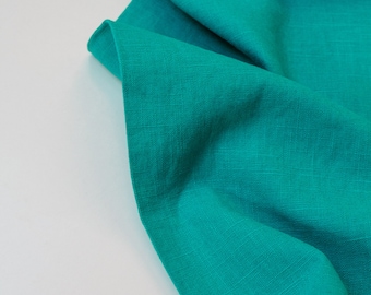 Washed Linen Fabric in Turquoise