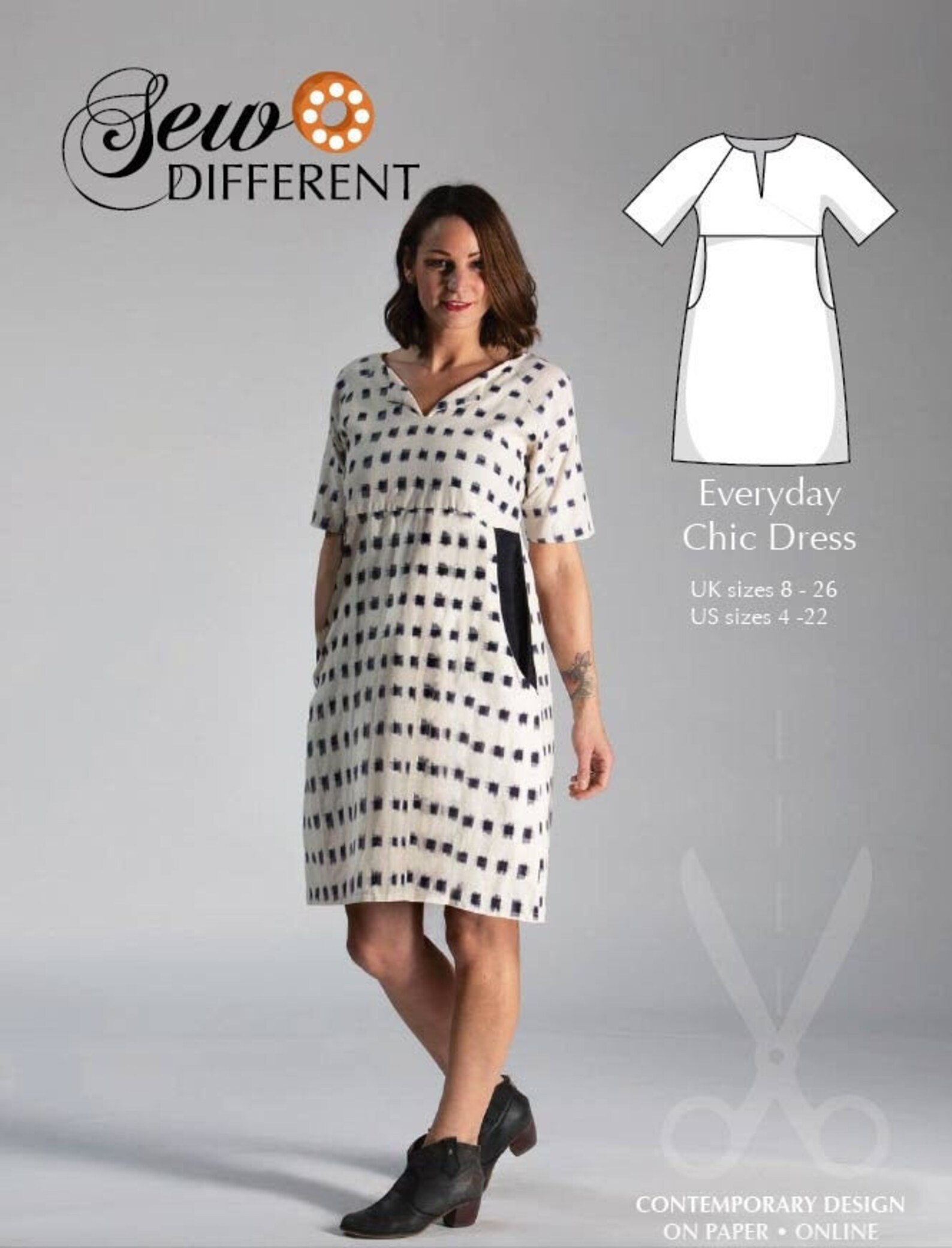 Sew Different Paper Sewing Pattern: Everyday Chic Dress UK Sizes 8 - 26 ...