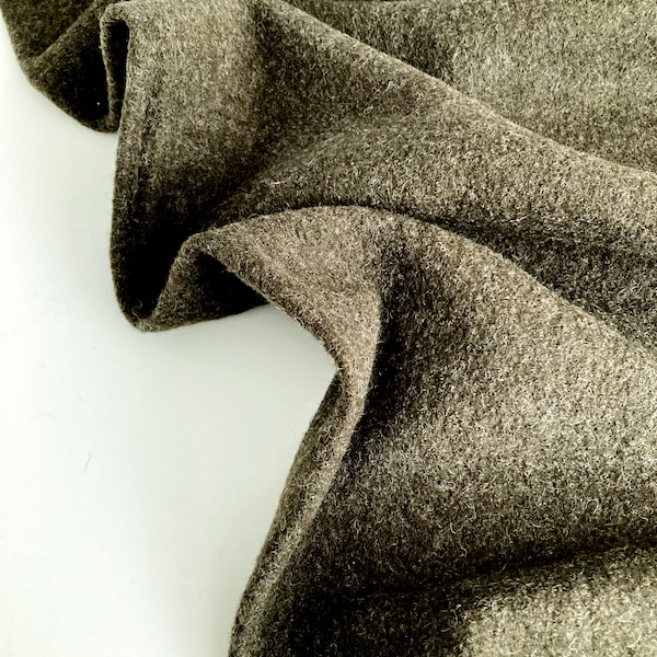 Boiled Wool Coating Fabric in Dark Khaki Green