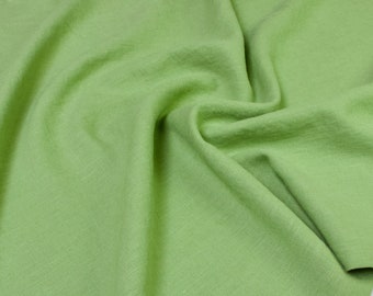 Washed Linen Fabric in Pea Green