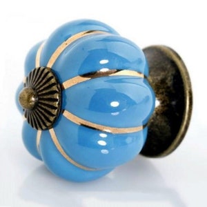 Blue Pumpkin Dresser Knobs Pulls Drawer Knobs Pulls Ceramic +Zinc Alloy Door Knobs Handles Kitchen Cabinet Knobs Handles Furniture Hardware