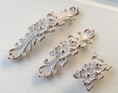 3.75 quot 5 quot Shabby Chic Dresser Drawer Pulls Handles Creamy White Gold French Country Kitchen Cabinet Handle Pull Antique Furniture Hardware