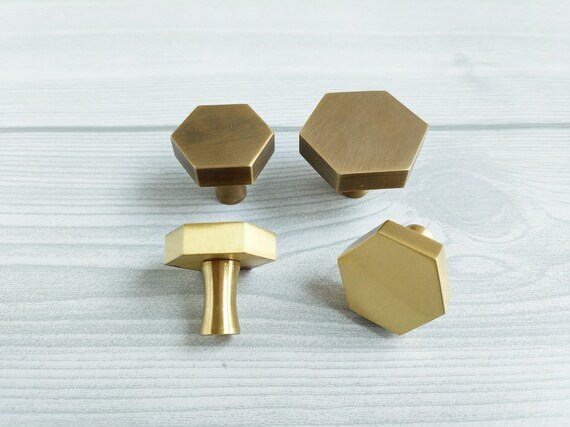 10 St/ück M/öbelkn/öpfe Messing Gold Dekorative Kommodenkn/öpfe Schrankkn/öpfe Hexagon 25mm