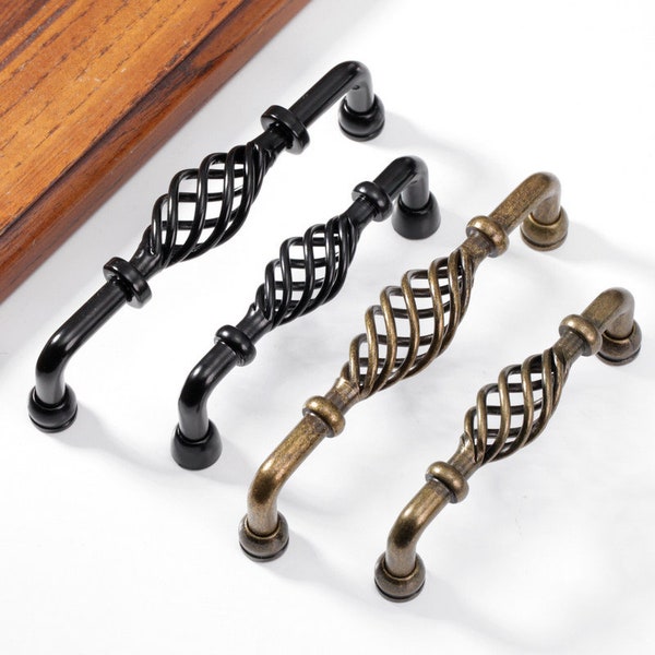 Birdcage Black Antique Bronze Handle Wardrobe Handle Pulls Cabinet Handle Knob Shoe Cabinet Handle Knobs Door Zinc Alloy Furniture Hardware