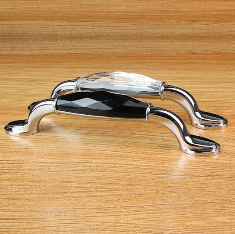 3.75 5 Silver Glass Dresser Pulls Drawer Pull Etsy