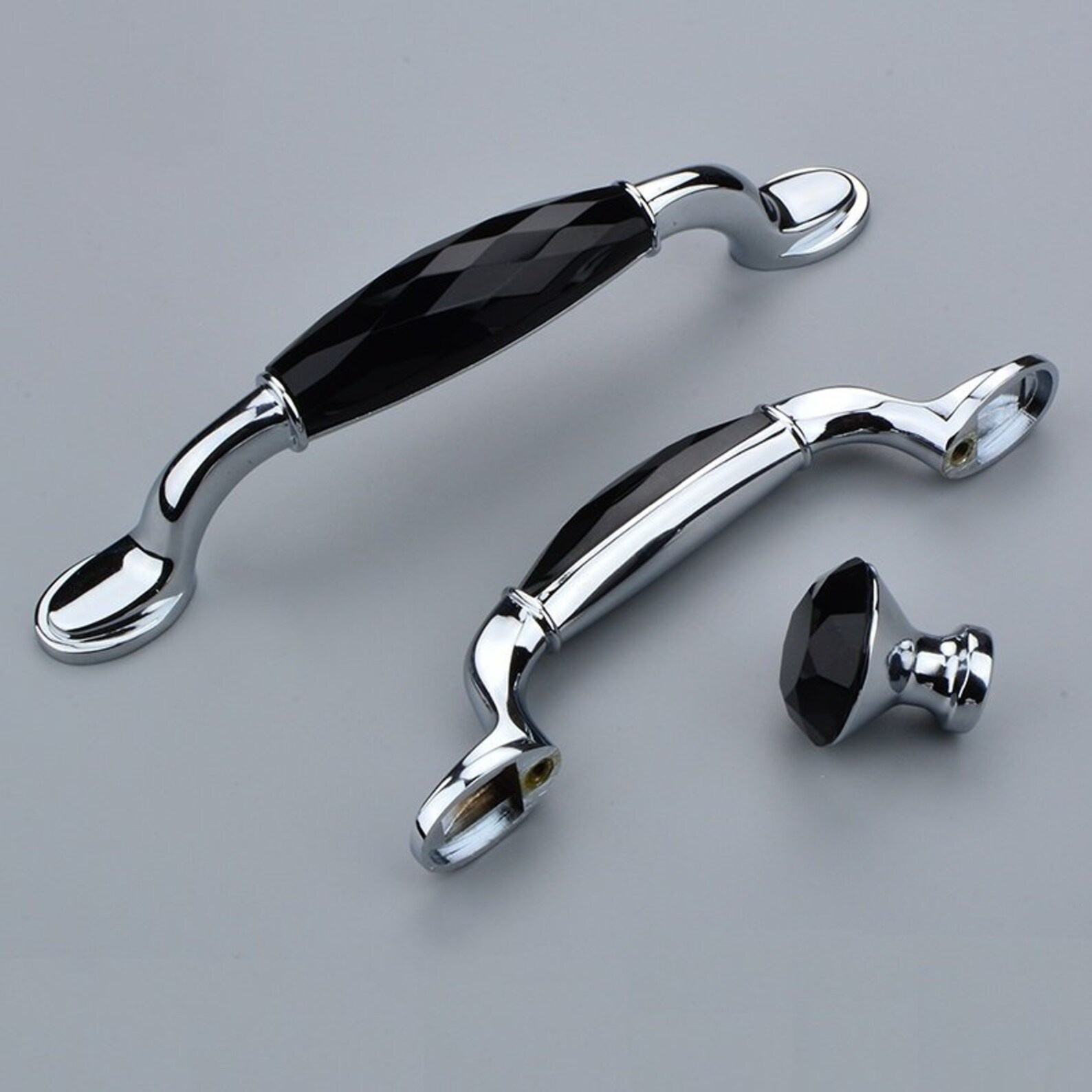 Silver Glass Dresser Pulls Drawer Pull Handles Crystal Etsy