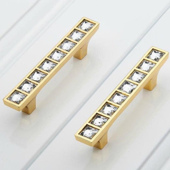 2.5 3.75gold Crystal Handles Glass Dresser Etsy
