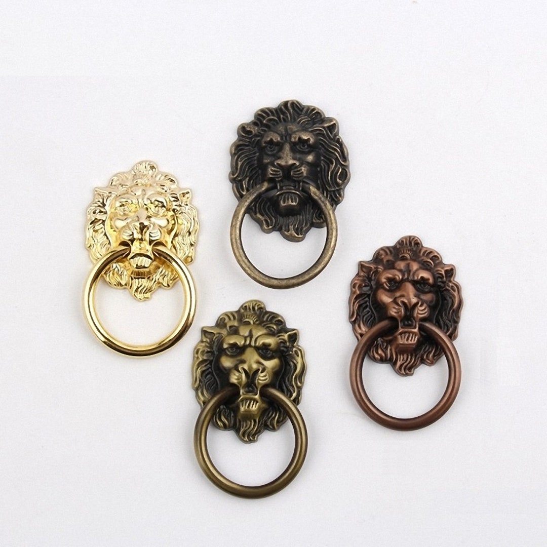 Vintage Lion Drawer Pulls Knobs Handles Dresser Drop Pulls Ring