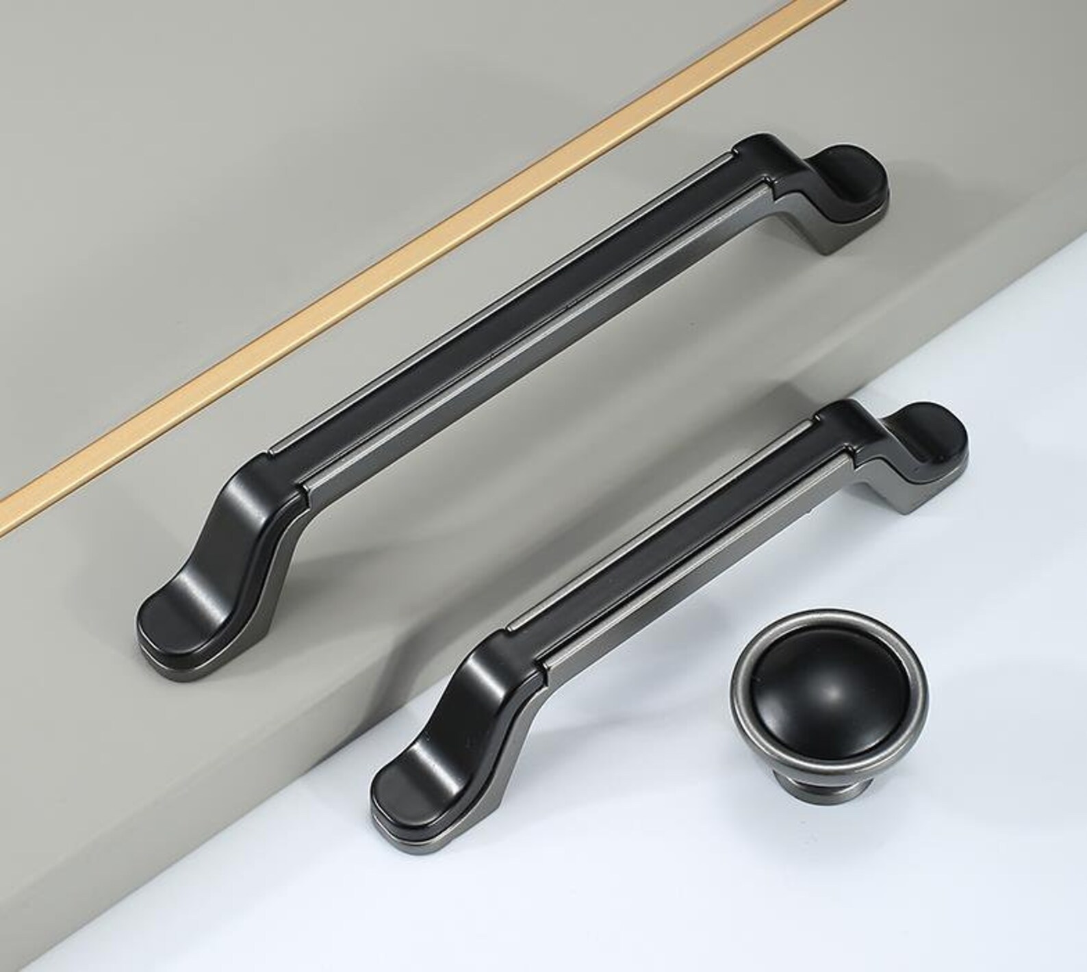 Pearl Gray and Black Exquisite Handle Wardrobe Door Handle Etsy