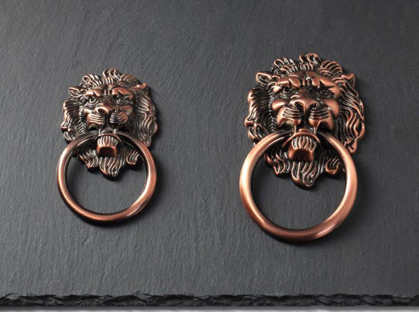 Lion Drawer Pull Knobs Handles Dresser Drop Ring Pulls Antique Etsy