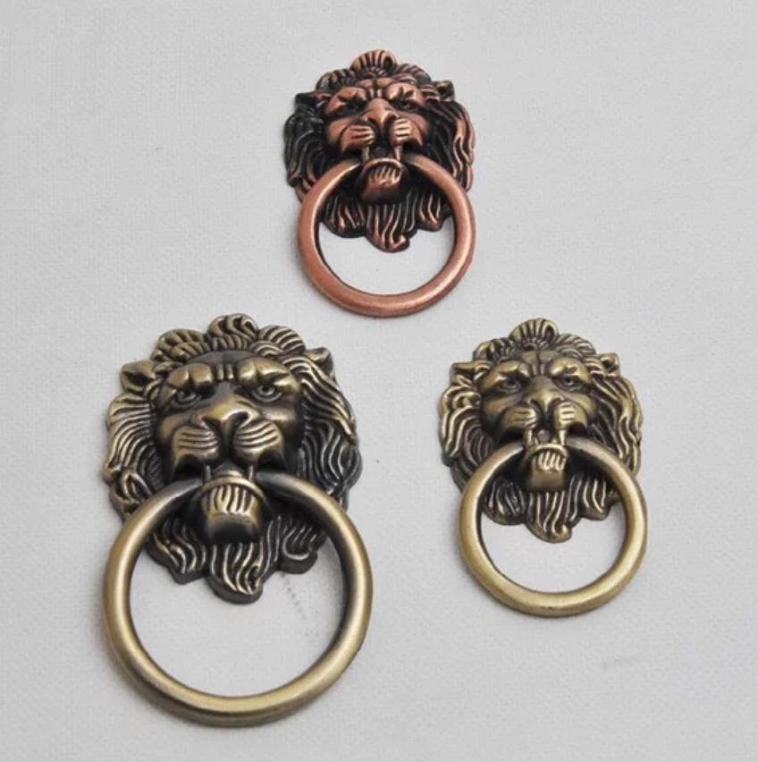 Vintage Lion Drawer Pull Knobs Handles Dresser Drop Pulls Ring Etsy
